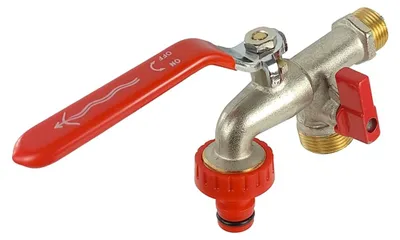 Obrázok produktu pre Záhradný ventil s 2 vývodmi, prípojkou na hadicu a rýchlospojkou, 1/2"