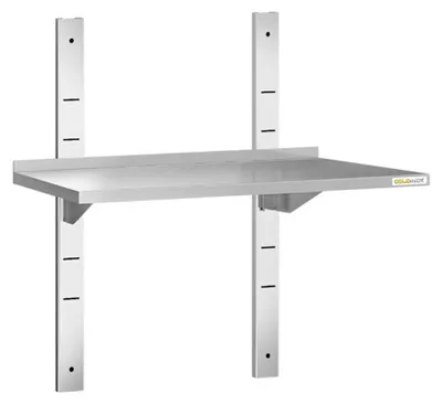 Imagen del producto de Estantería de pared de acero inoxidable, 600 x 400 mm, calidad PREMIUM - GOLDINOX