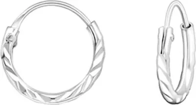 Produktbild von Kleine Creolen Silber 925 Ohrringe „Diamond Cut“ Silber 10 mm