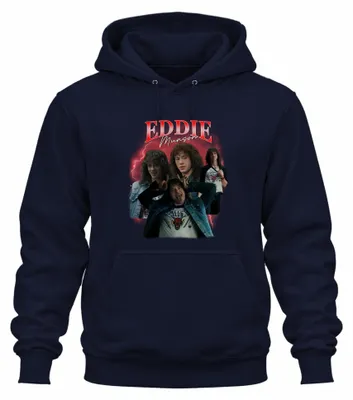 Produktbild von Eddie Munson Hellfire Club Stranger Metal Geschenk Hoodie Kapuzenpullover, Navy, L