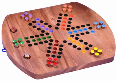 Zdjęcie produktu dla Ludo - drewniana gra w kości dla 2-6 graczy ze składaną planszą