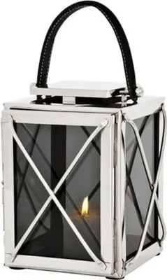Produktbild von Casa Padrino Designer Deco Laterne Nickel Finish 18 x 18 x H. 25 cm - Luxus Hotel Restaurant Laterne