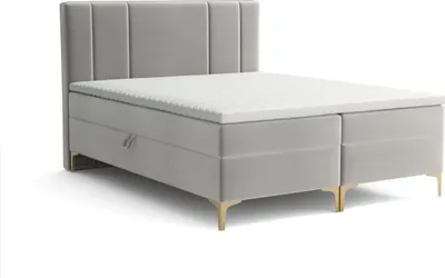Produktbild von Emoebel24 Boxspringbett mit Topper und 2 Bettkasten, Polsterbett, Doppelbett 140x200 Ingolt Hellgrau