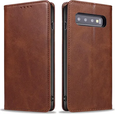 Produktbild von Handyhülle für Samsung Galaxy S10 Kunstleder Flip Cover Hülle Handytasche Case Kartenfach Farbe: Dunkelbraun
