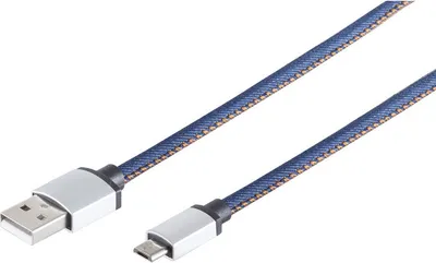 Produktbild von USB-Ladekabel A Stecker auf USB Micro B, blau 2m