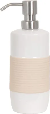 Produktbild von MSV Seifenspender "Moorea" Flüssigseifen-Spender Keramik, 7,5 x 7,5 x 21 cm - 400ml - Beige