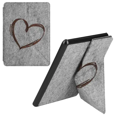 Produktbild von kwmobile Filz Hülle kompatibel mit Amazon Kindle Paperwhite 11. Generation 2021 - Cover eReader Case mit Standfunktion Magnetverschluss - Dunkelbraun