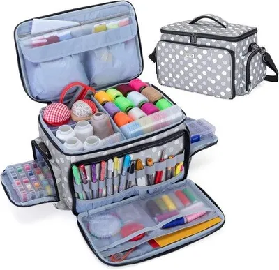 Produktbild von Famanu Nähset Organizer für Nähzubehör - Grau gepunktet