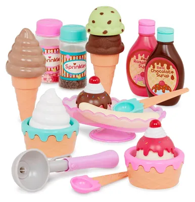 Immagine prodotto di Set gelato giocattolo - 21 pezzi - Palline di gelato, topping e coppette - Gioco gelateria per bambini dai 3 anni