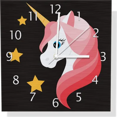 Produktbild von Wallario Design Wanduhr Einhorn Muster - Süße rosa Einhörner mit Sternen aus Aluverbund, Größe 30 x 30 cm