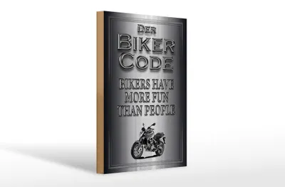 Produktbild von Holzschild Motorrad 20x30cm Biker Code more fun people