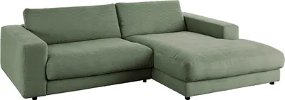Produktbild von KAWOLA Sofa MADELINE Ecksofa Cord olivgrün Longchair rechts
