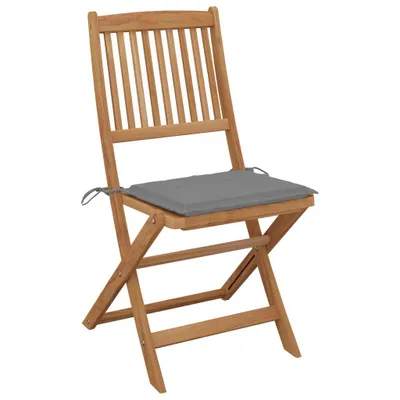 Image de vidaXL Chaises de jardin pliantes 2 pcs. avec coussins en bois massif d'acacia