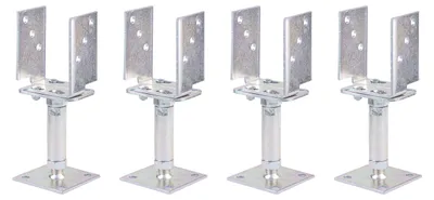 Produktbild von Alberts 4 x U-Pfostenträger, Breite 71 - 161 mm, Bodenabstand 150 - 190 mm, galvanisch verzinkt, dickschichtpassiviert, zum Aufschrauben