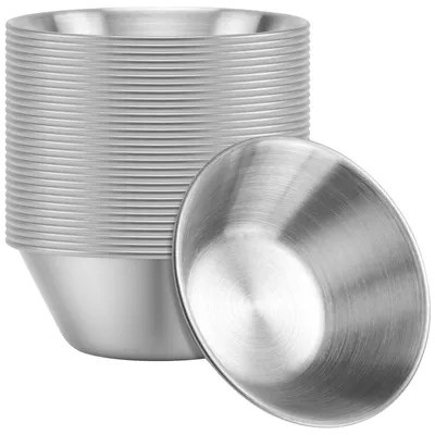 30 Edelstahl-Soßenschalen 50 ml, 6,5 x 2,5 cm, rund
