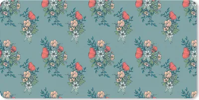 Produktbild von MuchoWow® Schreibtischunterlage Blumenstrauß - Muster - Blumen - Mohn 80x40 cm - XXL Mauspad - Gaming Mauspad