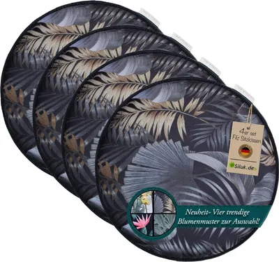 Produktbild von SILUK gemütliches Stuhlkissen Sitzkissen aus Filz Ø 36cm - Komfortable Waschbare - 4er Set Grau I Schwarz für Bank Stuhl (Blume - Braun)