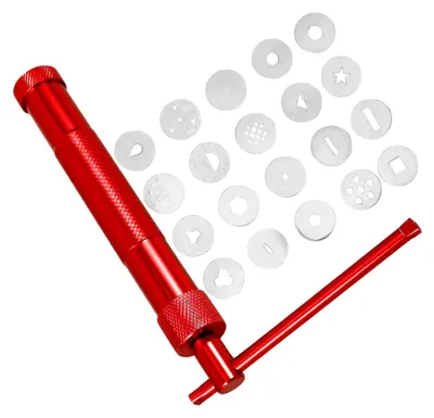 Produktbild von Edelstahl-Tonextruder-Set mit Formaufsätzen für Töpferarbeiten