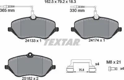 Produktbild von TEXTAR Bremsbeläge Satz Vorne für CITROËN C5 III Kombi (RW) 2413303