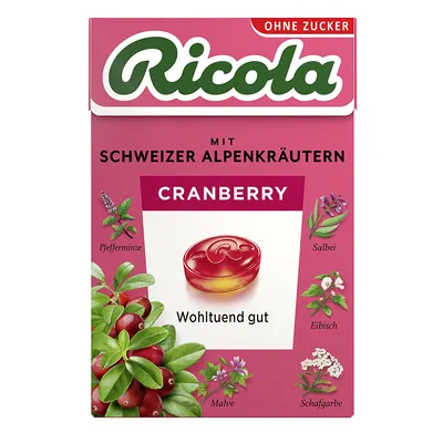 Produktbild von Ricola Brusnice bez cukru so švajčiarskymi alpskými bylinkami Böxli 50g