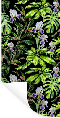 Produktbild von MuchoWow® Wandtattoo Wandsticker Wandaufkleber Blume - Blätter - Muster 40x80 cm Selbstklebend und Repositionierbar - Repositionierbar - Wasser abweisend