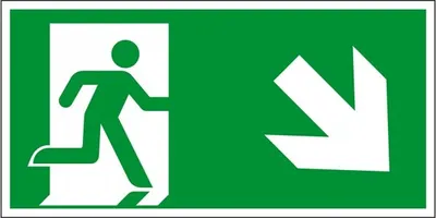 Produktbild von Dreifke® Schild I Rettungszeichen Rettungsweg rechts abwärts, Kunststoff, 300...