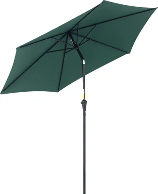 Image de Outsunny Parasol droit parasol inclinable de jardin balcon terrasse manivelle toile polyester impermšŠabilisšŠe haute densitšŠ 180 g/m? ?2,6 x 2,35H m aluminium vert foncšŠ