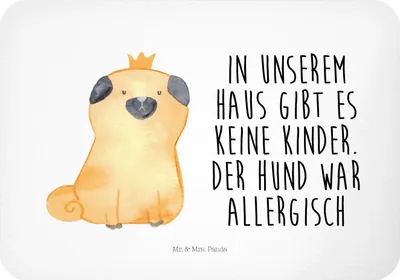 Produktbild von Mr. & Mrs. Panda Magnet Mops Krone - Weiß - Geschenk, Kühlschrankmagnet, büromagnet, Königlich, Pinnwandmagnet, Allergisch, Haha, wandmagnet, Hund, Sprüche, zettelhalter