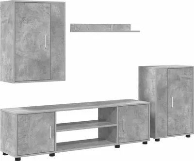 Produktbild von TV-Schrankset Wandmontiert 4 pcs Beton Grau Holzwerkstoff
