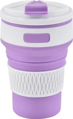 Produktbild von 350ml Violett Zusammenklappbare Silikon-Kaffeetasse, wiederverwendbar faltbare Tasse, Thermobecher auslaufsicher
