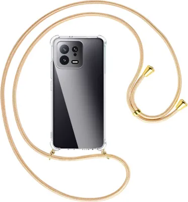 Produktbild von Handykette Backcover-Schutzhülle mit Band (Metall goldfarben) für Xiaomi 13 (6.28'') - Goldkordel