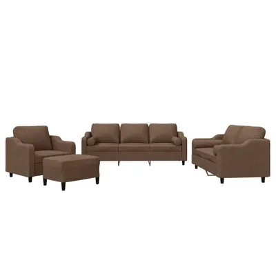 Produktbild von vidaXL 4-tlg. Sofagarnitur mit Kissen Braun Stoff