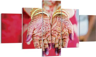 Produktbild von Bild auf Leinwand - Leinwandbild - 5 Teile - Hände orientalisch Muster - 125x70cm - Wand Bild - Wanddeko - Wandbilder - Leinwanddruck - Bilder - Wanddekoration - Leinwand bilder - EA125x70-4848