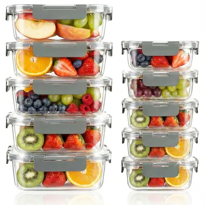 Image de Omgoods - Ensemble de 10 boîtes de conservation en verre borosilicaté avec couvercles