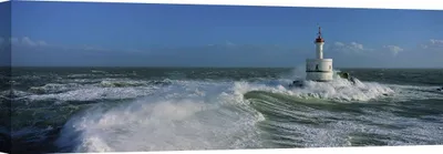 Image de Impression d'art sur toile, Phare dans la tempête - Jean Guichard - La Teignouse, Bretagne - 100x35 cm