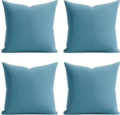 Produktbild von 4er Set Kissenhülle 40x40 cm blaugrau pflegeleicht mit Reißverschluss