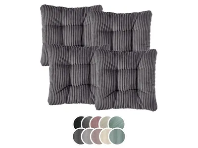 Immagine prodotto di Set di 4 cuscini per sedie | Cuscini grigio chiaro 38 x 38 x 6 cm | Per giardino, cucina e sala da pranzo | XDREAM