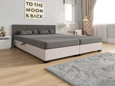 Produktbild von Doppelbett 160x200 LOCIKA DOUBLE 1 - hellgrau / ecru