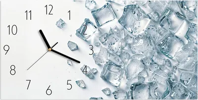 Produktbild von Wanduhr aus Glas mit Motiv Eiswürfel Haufen- 60 x 30 cm - inkl. Aufhängesystem