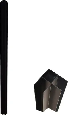 Produktbild von Eckpfosten für verglaste Wand aus pulverbeschichtetem Aluminium 130 cm schwarz - BAYVIEW