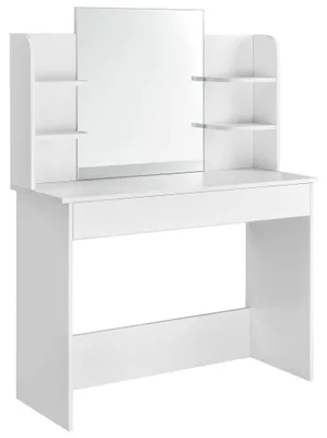 Productafbeelding van ModernHome PWSHT-20 Make-up tafel met grote spiegel, 108 x 40 x 142 cm, wit