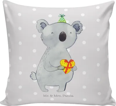 Produktbild von Mr. & Mrs. Panda Dekokissen Koala Geschenk - Grau Pastell - Kissen 40x40, kuschelkissen, Sofakissen, Kleines, bedruckt, Party, Polster, Geburtstag