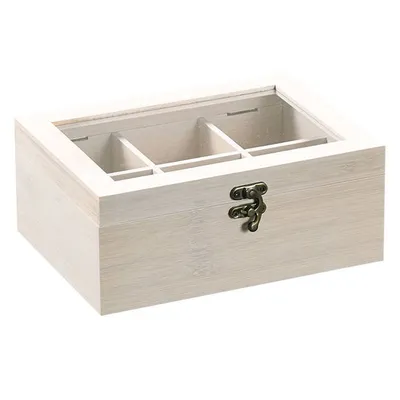 Obrázek produktu pro KESPER Box na čaj, bambus bílá glazura, 21,5 x 9 x 16 cm