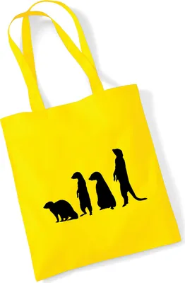 Produktbild von Huuraa Jutebeutel Erdmännchen Silhouette 10 Liter Yellow Baumwolle Tasche Geschenkidee