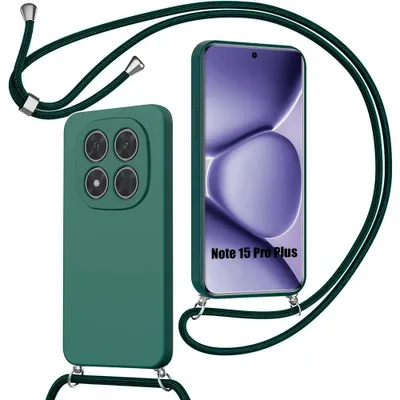 Image de Coque Cordon pour Xiaomi Redmi Note 15 Pro Plus 5G, Silicone Antichoc - Vert Nuit