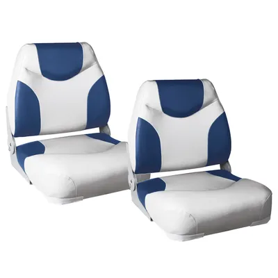 Productafbeelding van Bootstoelen Saundra – Set van 2 – 50 x 41 x 42,5 cm – Kunstleer – Blauw en wit – Waterdicht