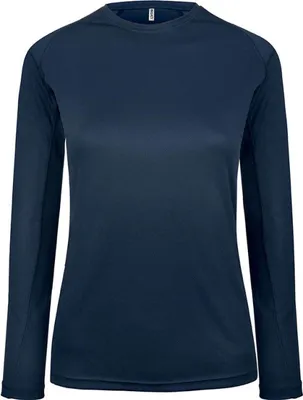 Produktbild von Proact Damen Sport Langarmshirt Longsleeve T-Shirt Baumwolle Rundhals, Größe:XS, Farbe:Sporty Navy