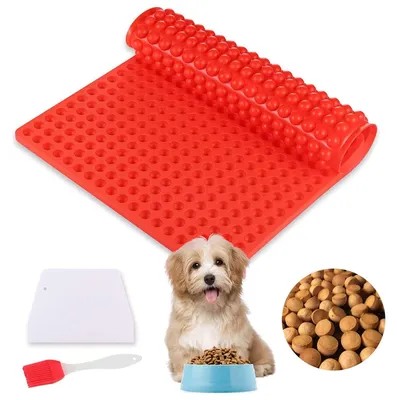 Image de Plaque de cuisson avec 468 alvéoles pour biscuits pour chiens, mini-demi-sphères (1,2 cm), avec spatule, moule à biscuits pour chiens, plaque de cuisson en silicone, moule à biscuits pour chiens