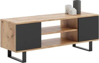 Zdjęcie produktu dla Szafka RTV 135 cm loft dąb craft złoty - czarny