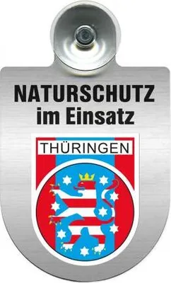 Produktbild von Einsatzschild mit Saugnapf - Naturschutz im Einsatz - incl. Regionenwappen 393826 Color - Region Thüringen